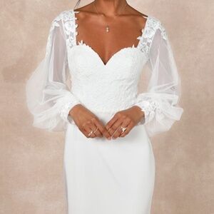 Lulus Timeless Adoration White Embroidered Bishop Sleeve Maxi Dress - Size M